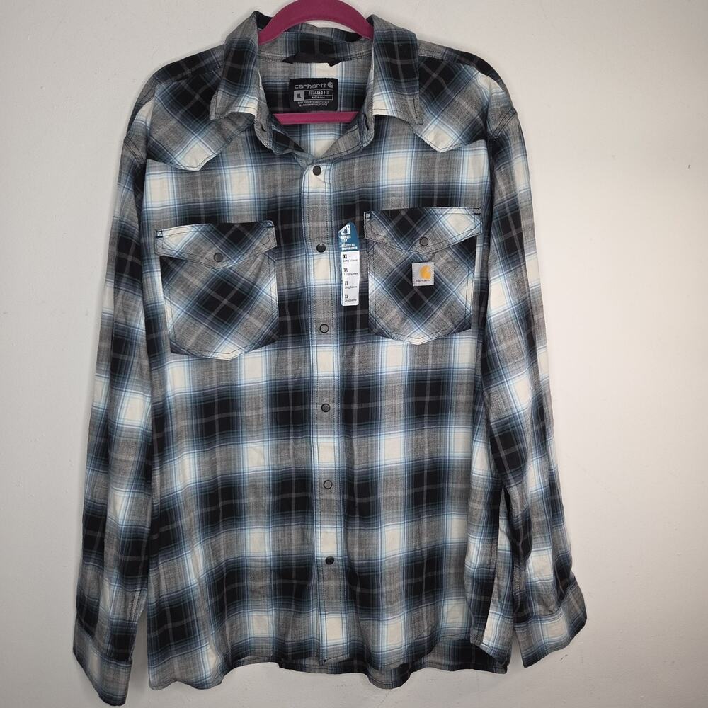 Carhartt Shirt Mens XL Plaid Flannel Rugged Flex Relaxed Fit NWT TW6430-M
